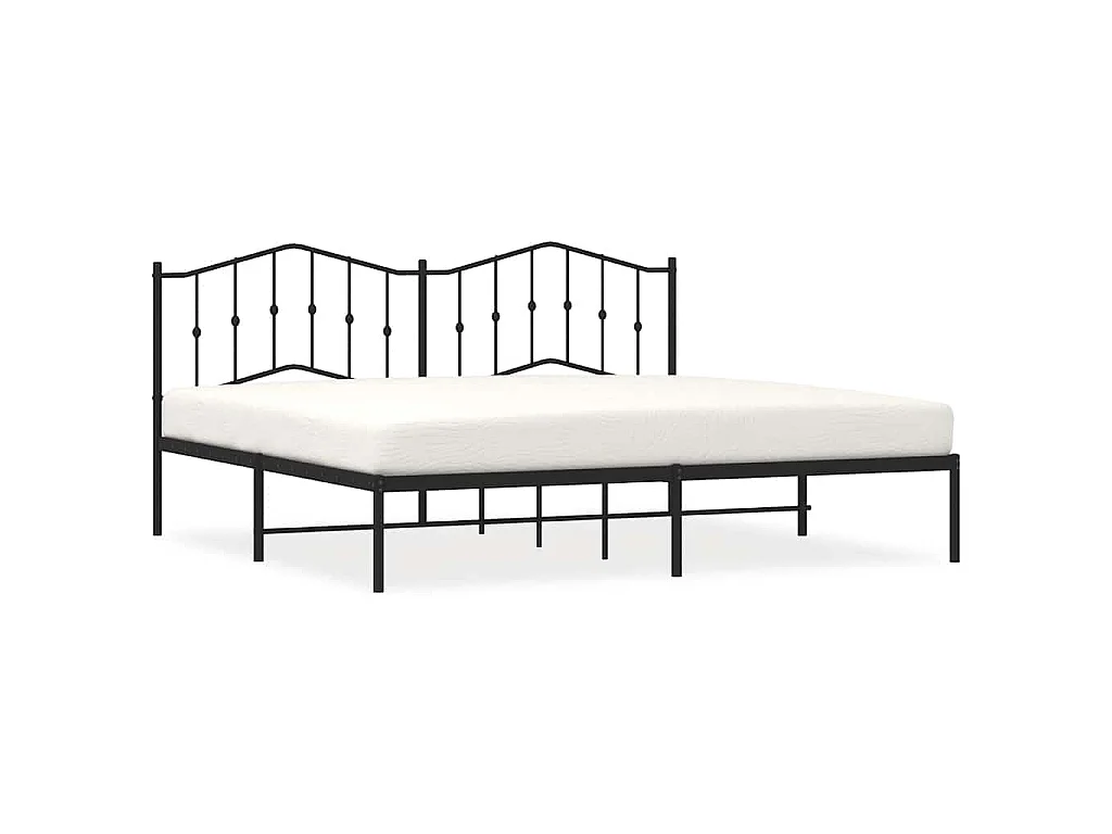 Cadre de lit métal sans matelas avec tête de lit noir 193x203cm