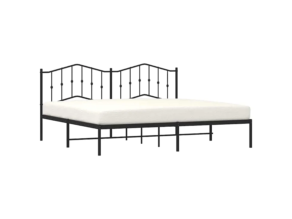 Cadre de lit métal sans matelas avec tête de lit noir 193x203cm