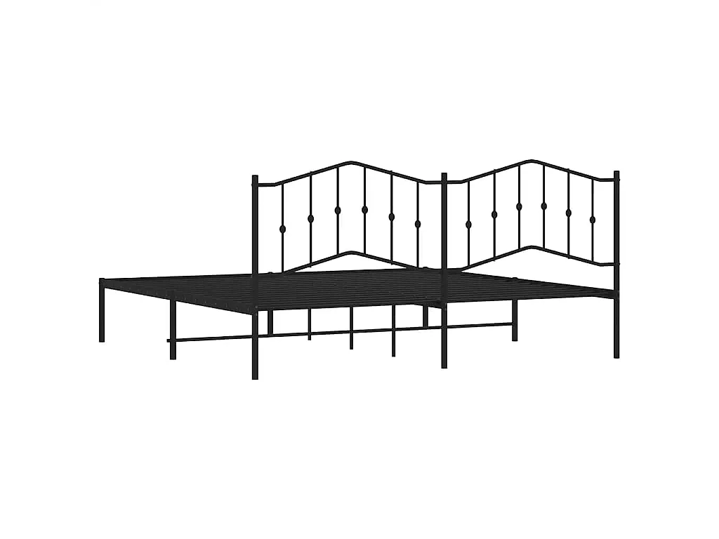 Cadre de lit métal sans matelas avec tête de lit noir 193x203cm