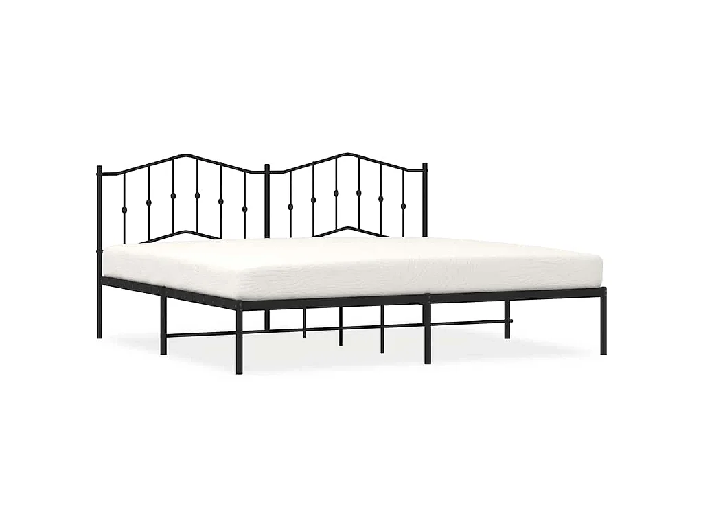 Cadre de lit métal sans matelas avec tête de lit noir 193x203cm