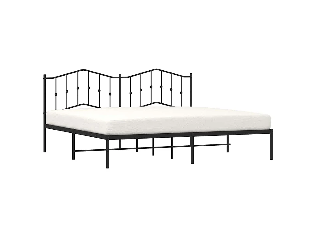Cadre de lit métal sans matelas avec tête de lit noir 193x203cm