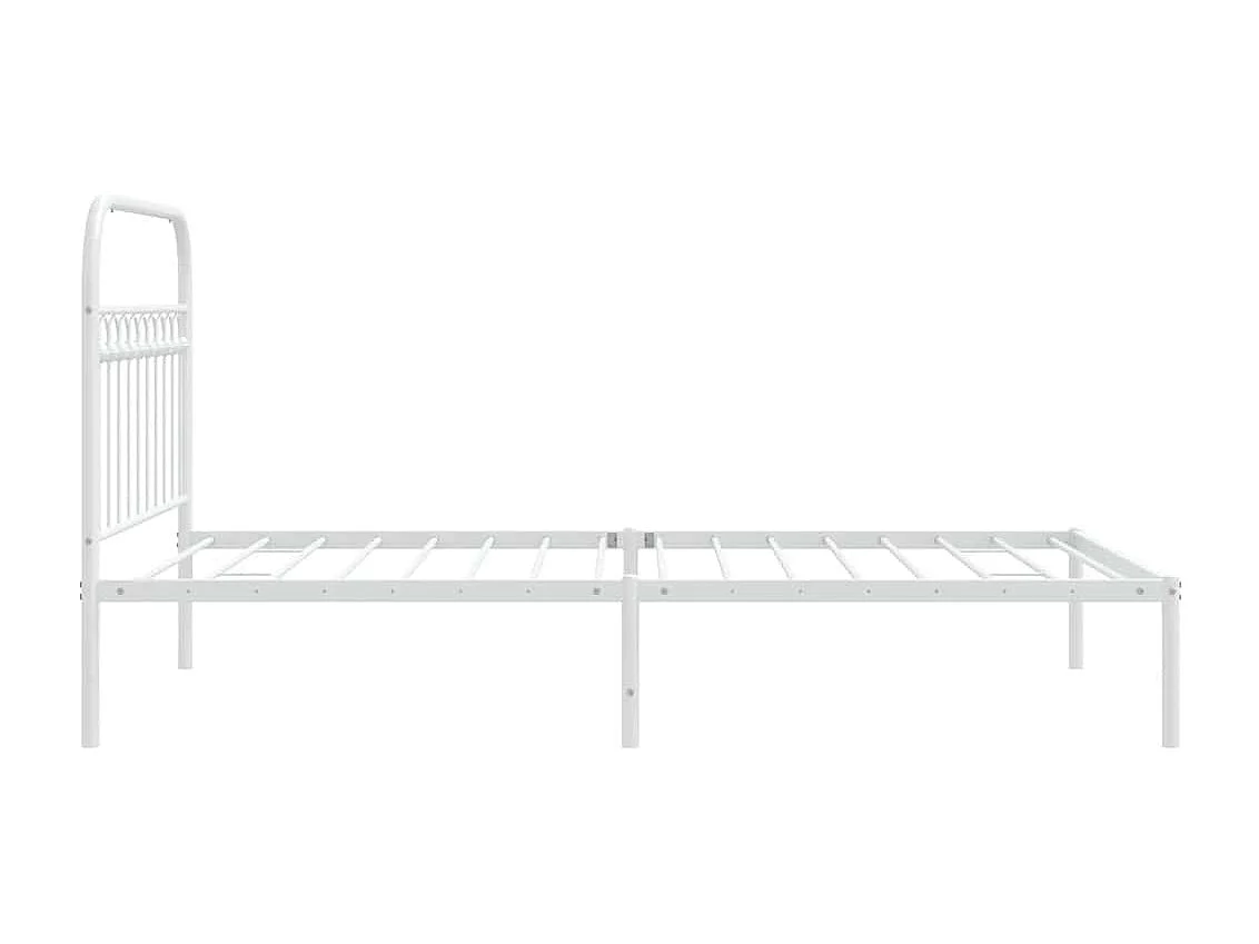 Cadre de lit métal sans matelas et tête de lit blanc 107x203 cm