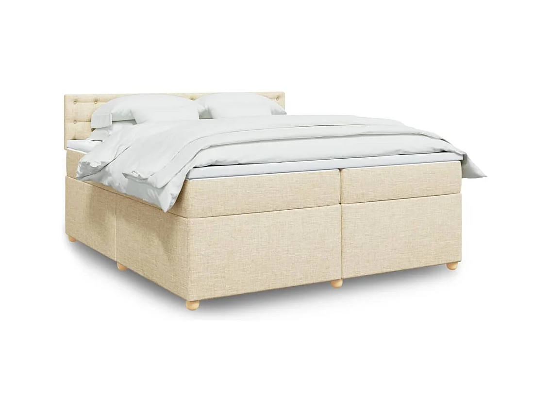 Giroletto a Molle con Materasso Crema 200x200 cm in Tessuto