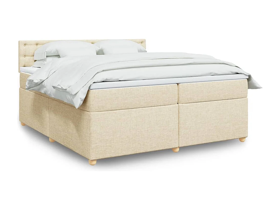 Sommier à lattes de lit avec matelas Crème 200x200 cm Tissu
