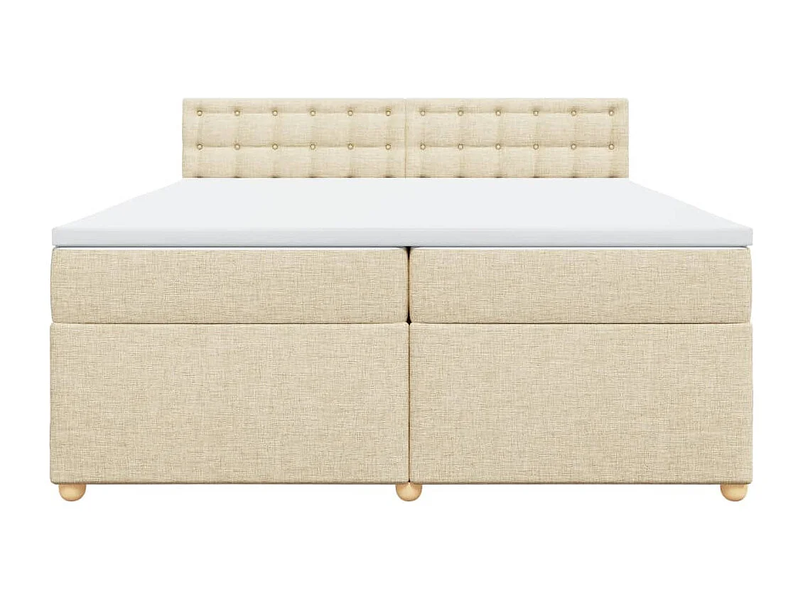 Sommier à lattes de lit avec matelas Crème 200x200 cm Tissu