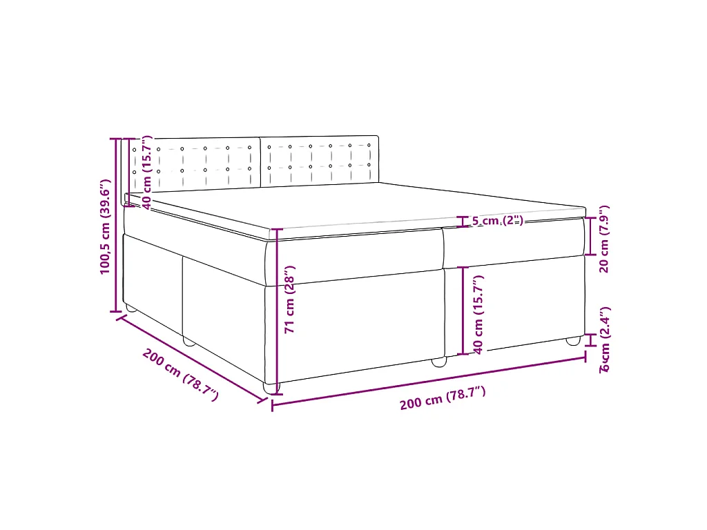 Sommier à lattes de lit avec matelas Crème 200x200 cm Tissu