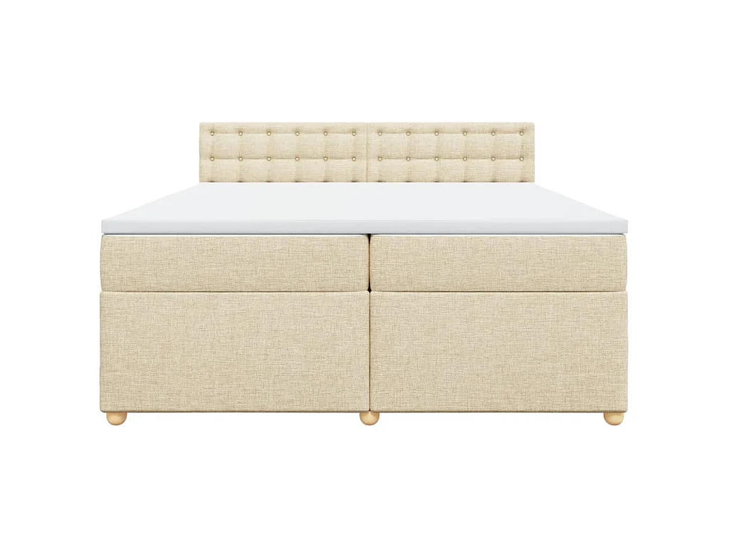 Sommier à lattes de lit avec matelas Crème 200x200 cm Tissu