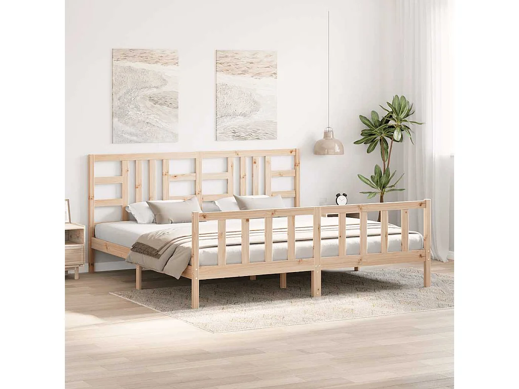 Cadre de lit sans matelas 200x200 cm bois massif de pin