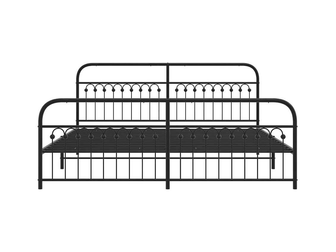 Estrutura de cama com cabeceira e pés 193x203 cm metal preto