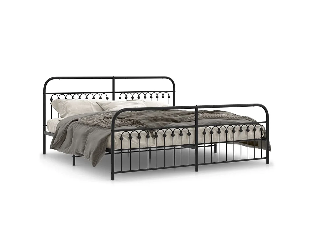 Bedframe met hoofd- en voeteneinde metaal zwart 193x203 cm