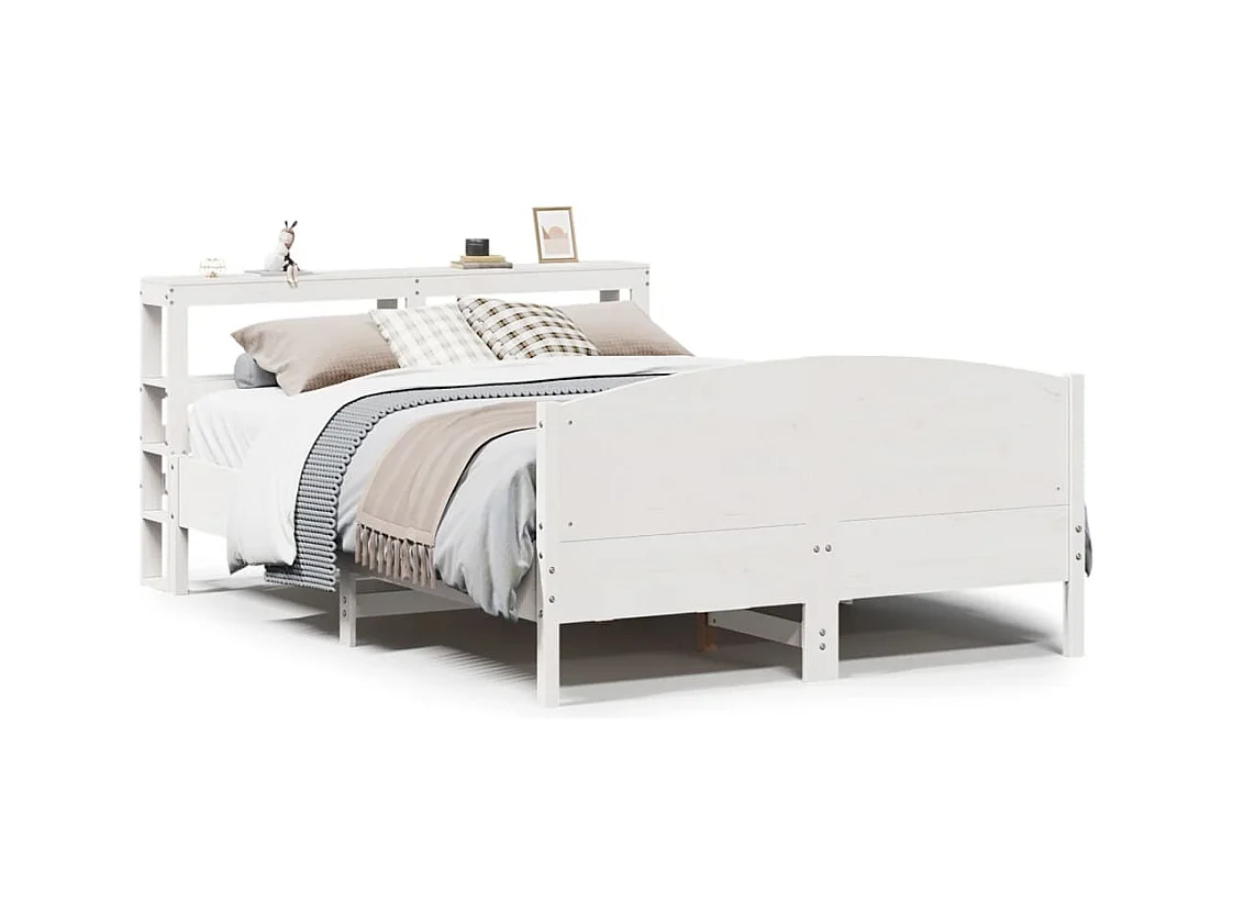 Cadre de lit sans matelas blanc 150x200 cm bois de pin massif