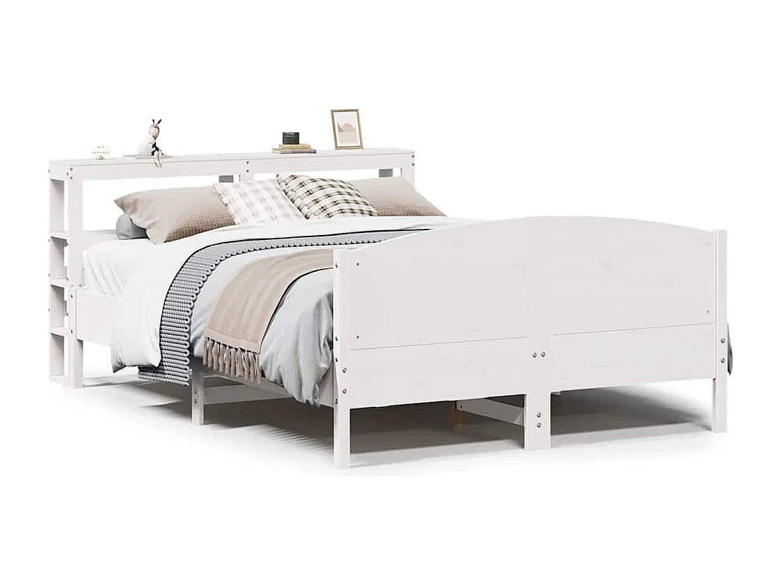 Bedframe zonder matras massief grenenhout wit 150x200 cm