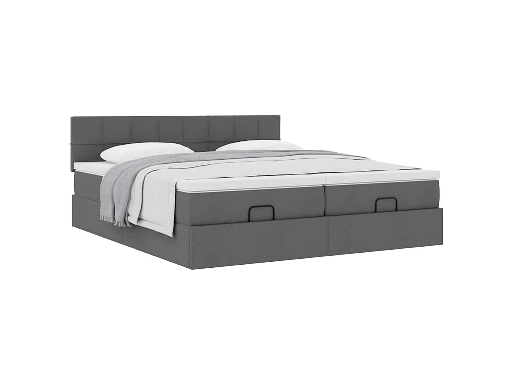 Ottoman-Bett mit Matratzen Dunkelgrau 200x200 cm Stoff