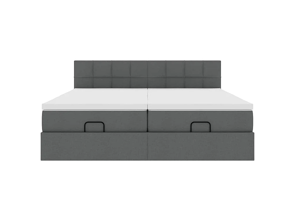 Ottoman-Bett mit Matratzen Dunkelgrau 200x200 cm Stoff
