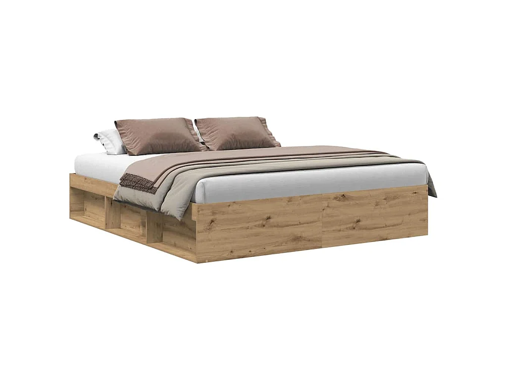 Cadre de lit sans matelas chêne artisanal 200x200 cm