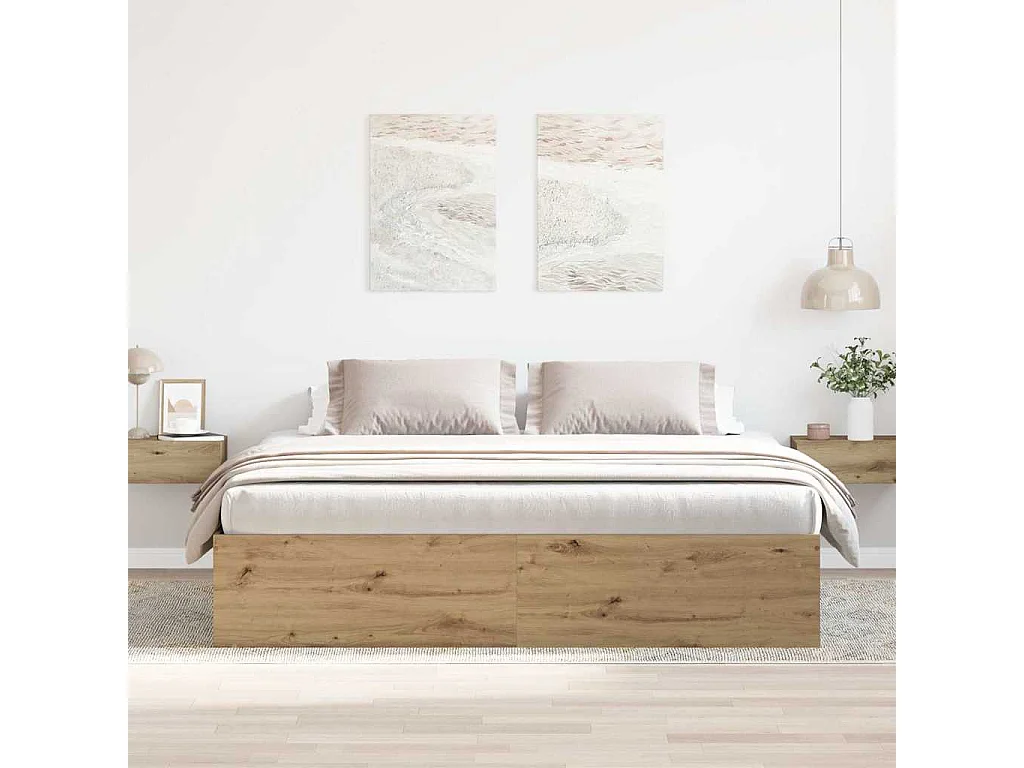 Cadre de lit sans matelas chêne artisanal 200x200 cm