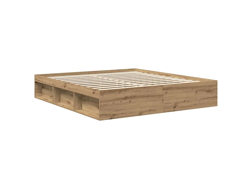 Cadre de lit sans matelas chêne artisanal 200x200 cm