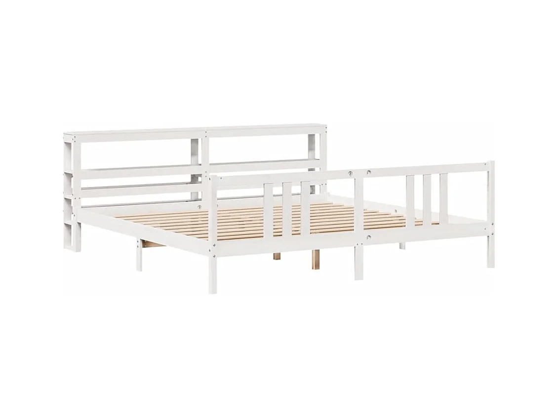 Cadre de lit avec tête de lit sans matelas blanc 200x200 cm