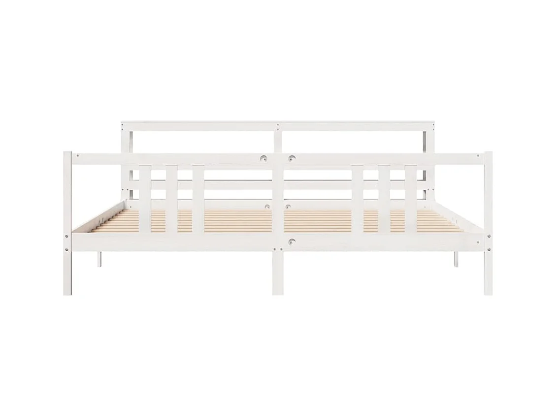 Cadre de lit avec tête de lit sans matelas blanc 200x200 cm