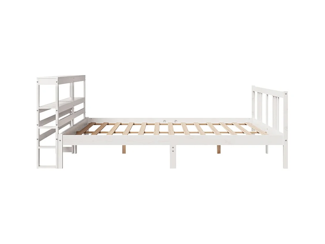 Cadre de lit avec tête de lit sans matelas blanc 200x200 cm