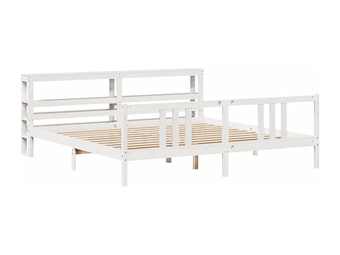 Cadre de lit avec tête de lit sans matelas blanc 200x200 cm