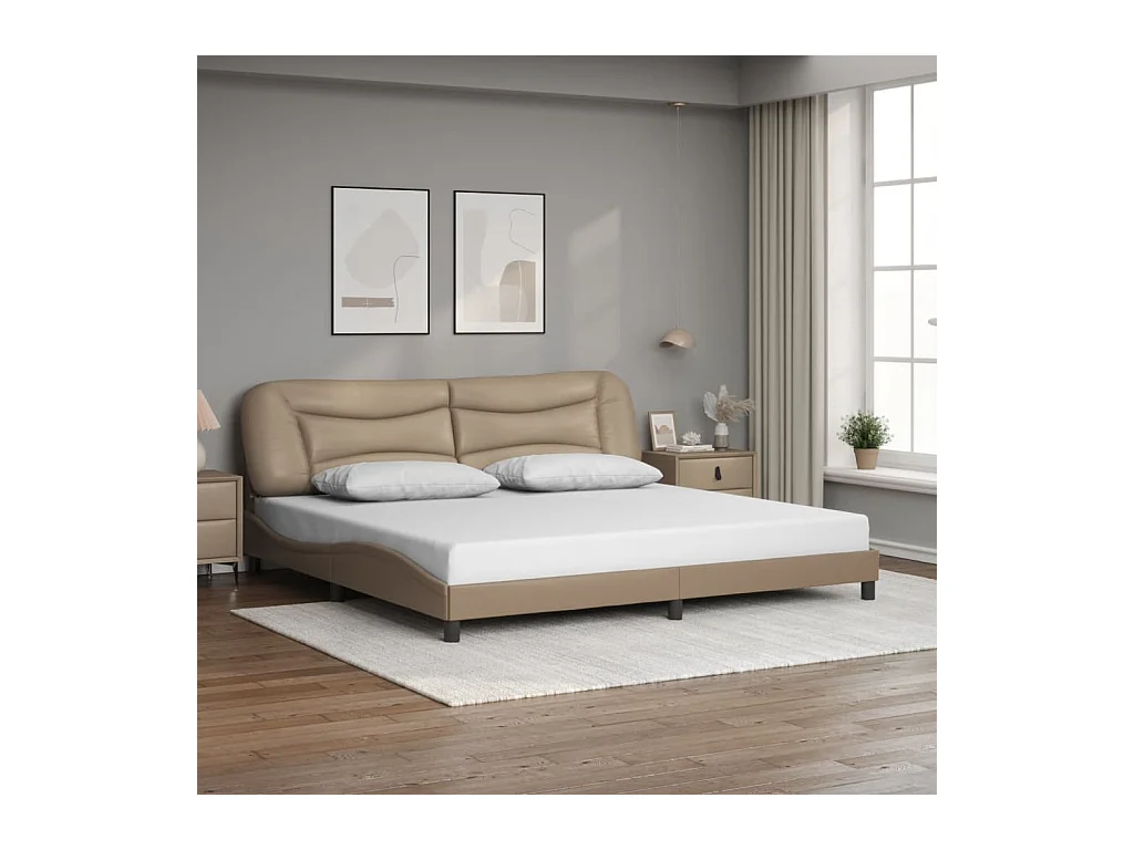 Cadre de lit sans matelas Hvar cappuccino 200x200 cm similicuir