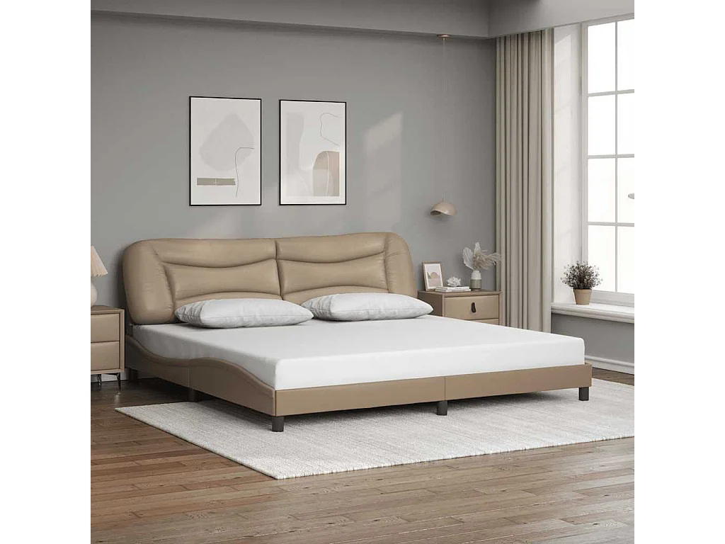 Cadre de lit sans matelas Hvar cappuccino 200x200 cm similicuir