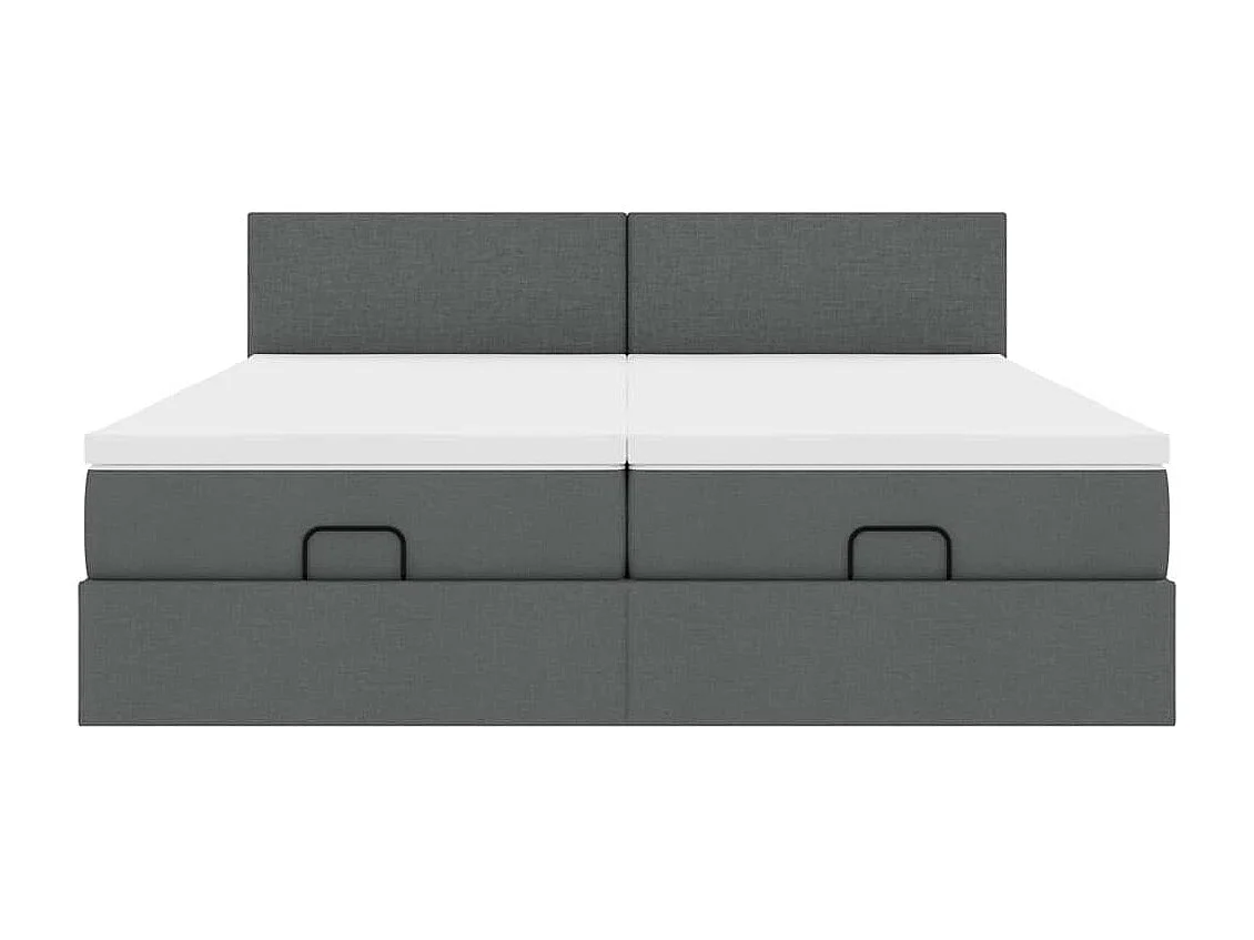 Cadre de lit ottoman avec matelas gris foncé 200x200cm tissu