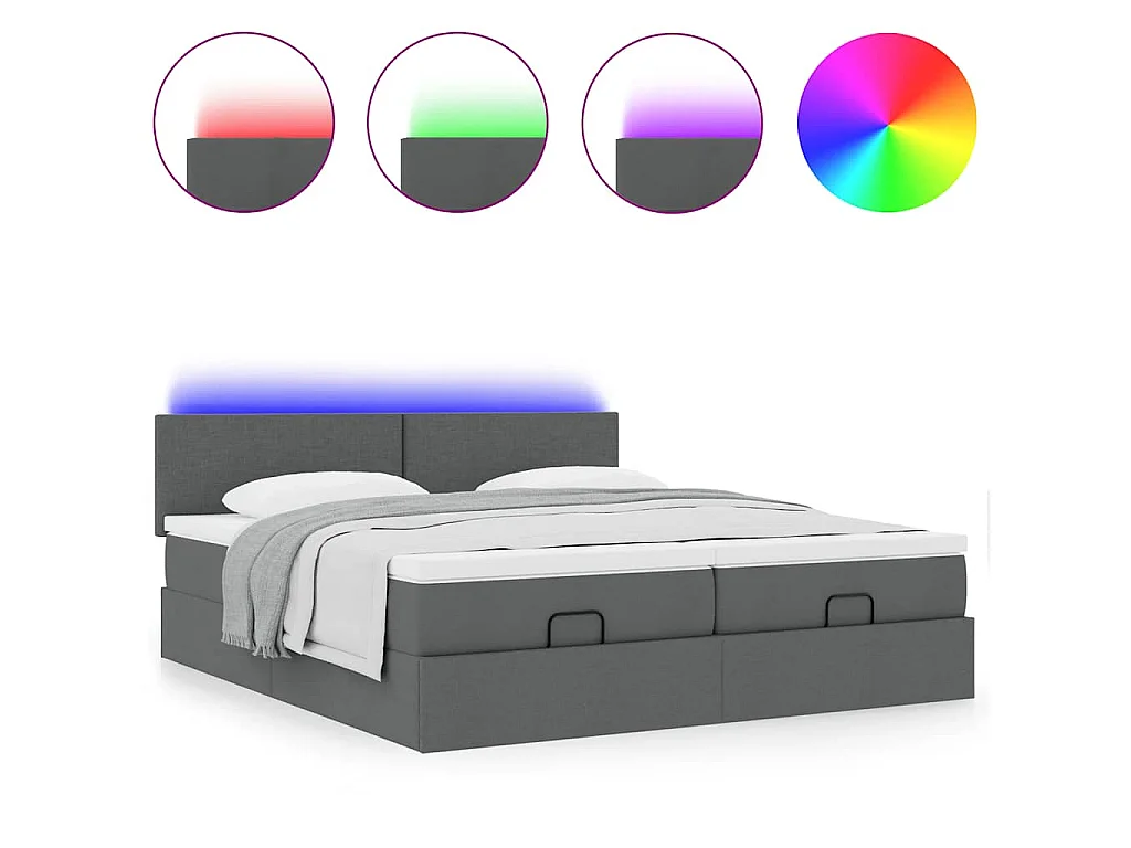 Struttura Letto Pouf con Materassi 200x200 cm in Tessuto