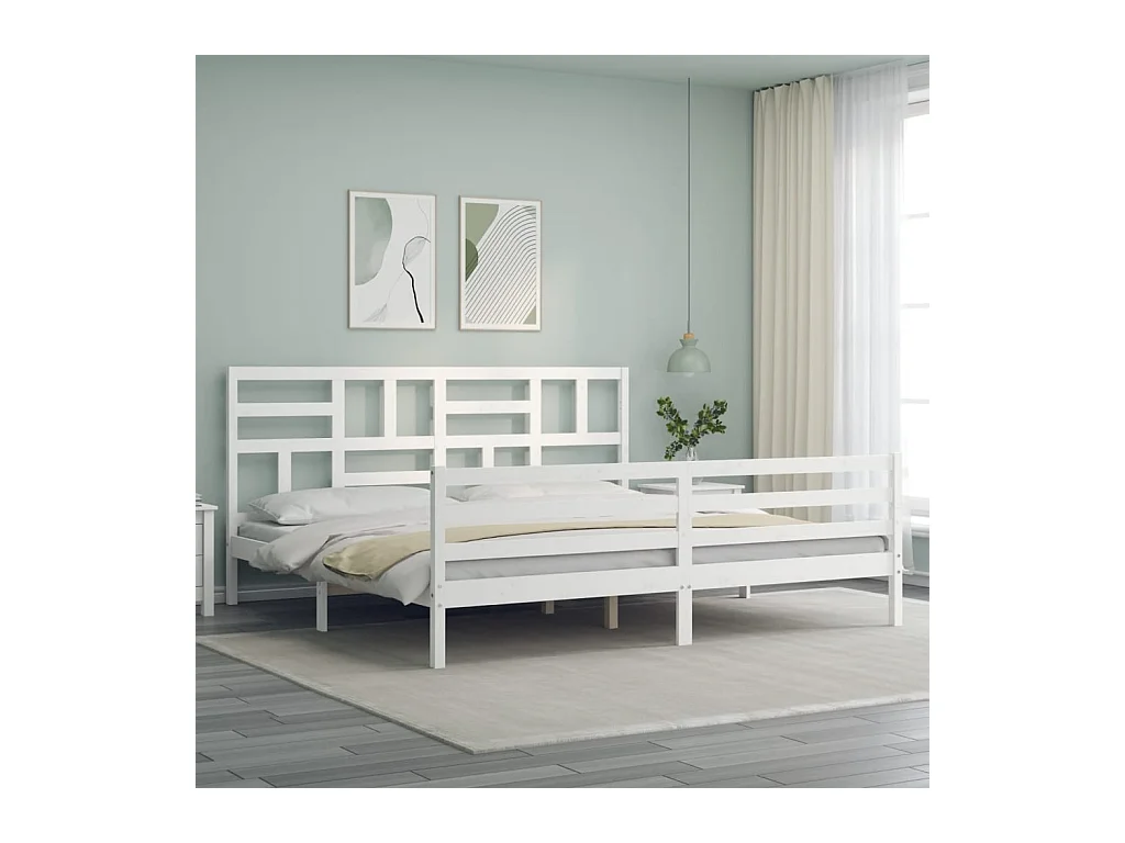 Cadre de lit sans matelas blanc 200x200 cm bois massif
