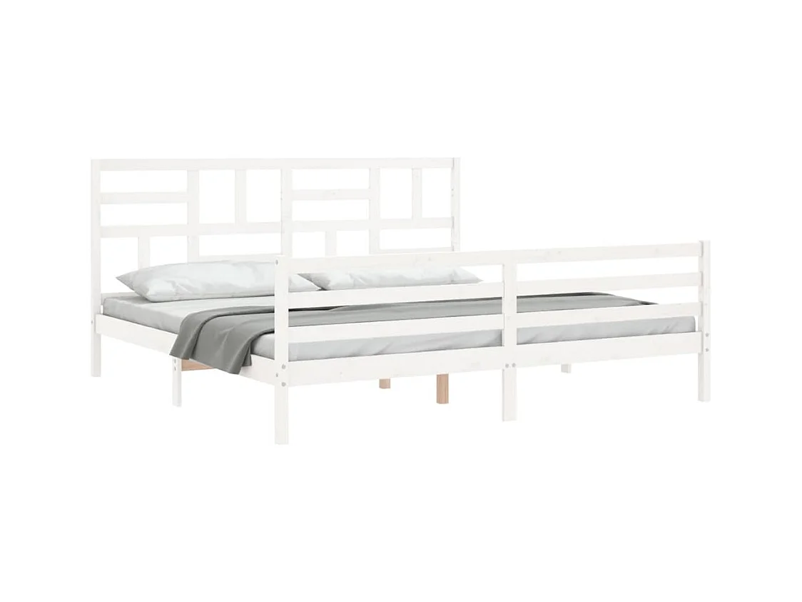 Cadre de lit sans matelas blanc 200x200 cm bois massif