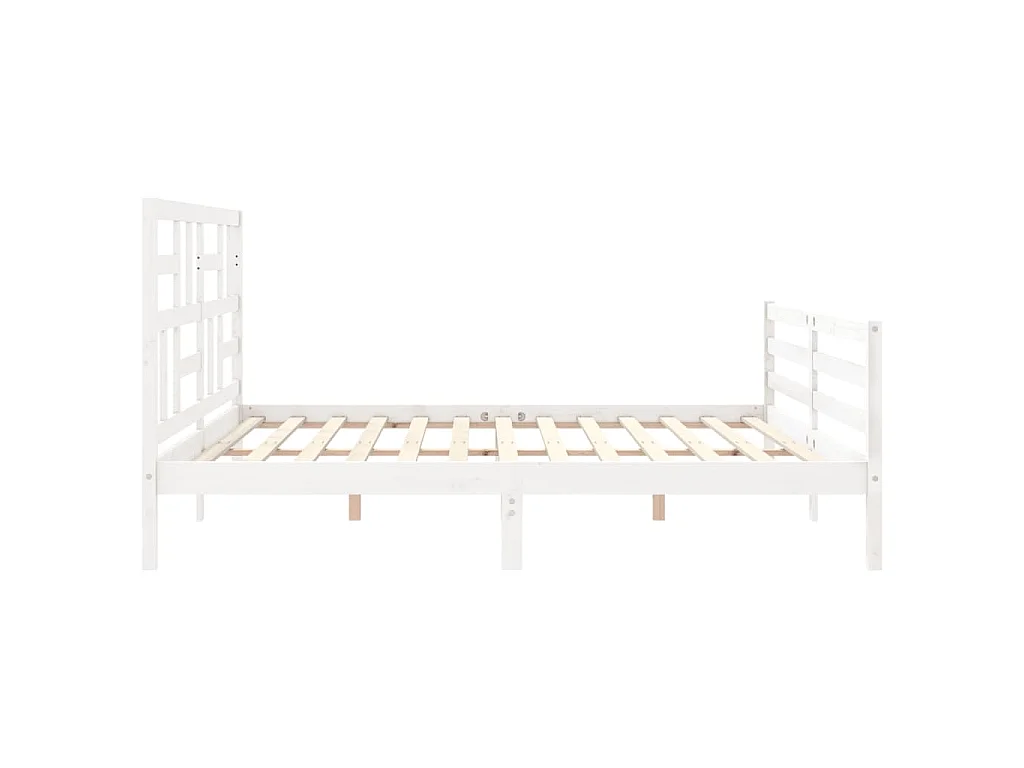 Massivholzbett mit Kopfteil Weiß 200x200 cm
