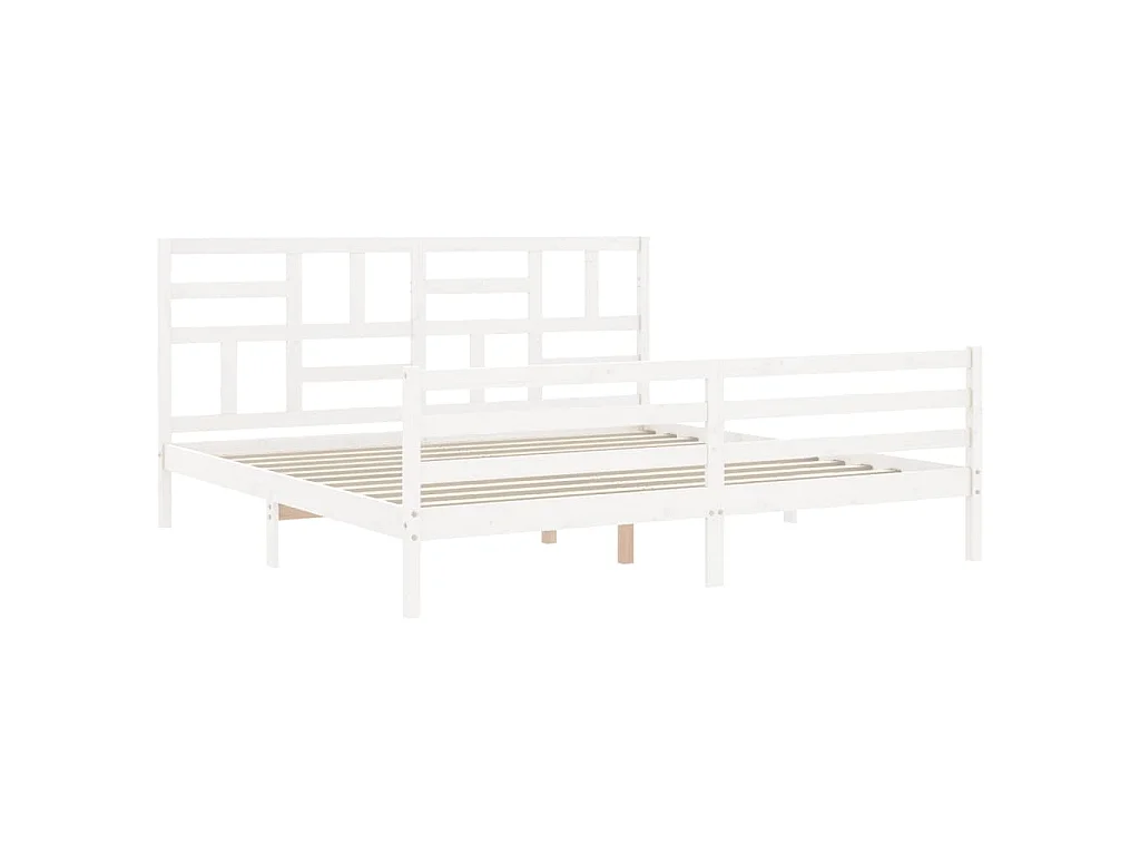 Cadre de lit sans matelas blanc 200x200 cm bois massif