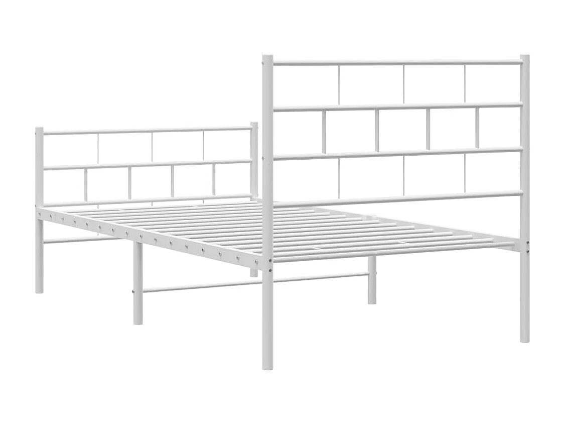 Bedframe met hoofd- en voeteneinde metaal wit 107x203 cm