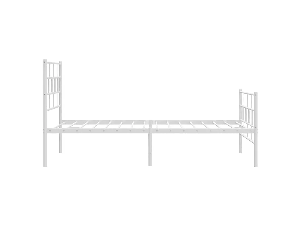 Cadre de lit métal sans matelas et pied de lit blanc 107x203 cm