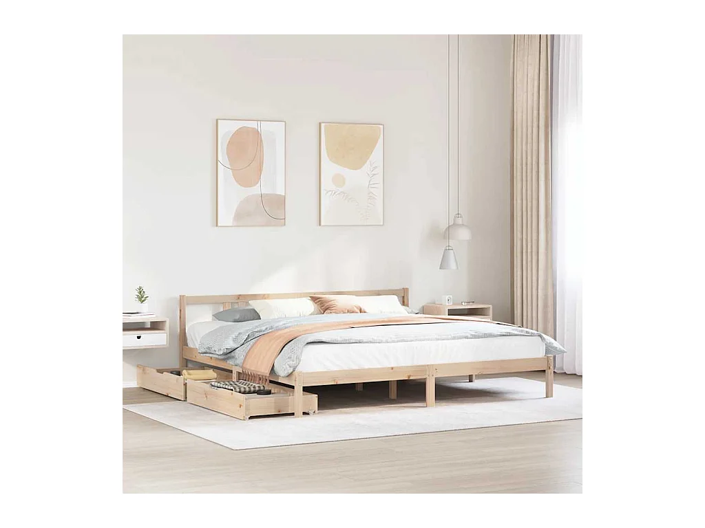 Letto senza Materasso 200x200 cm in Legno Massello di Pino