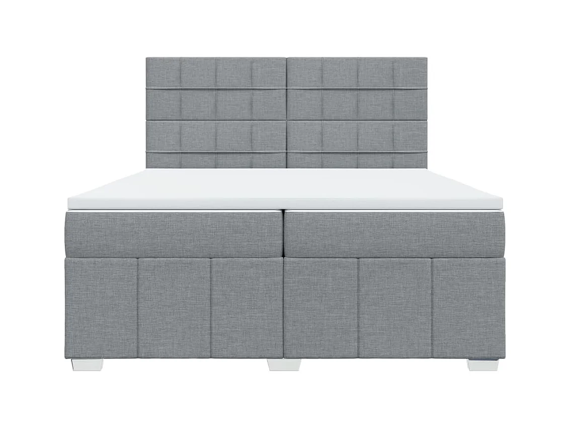 Sommier à lattes de lit avec matelas Gris clair 200x200cm Tissu
