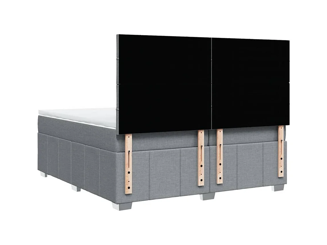 Sommier à lattes de lit avec matelas Gris clair 200x200cm Tissu