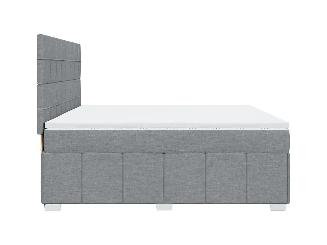 Sommier à lattes de lit avec matelas Gris clair 200x200cm Tissu