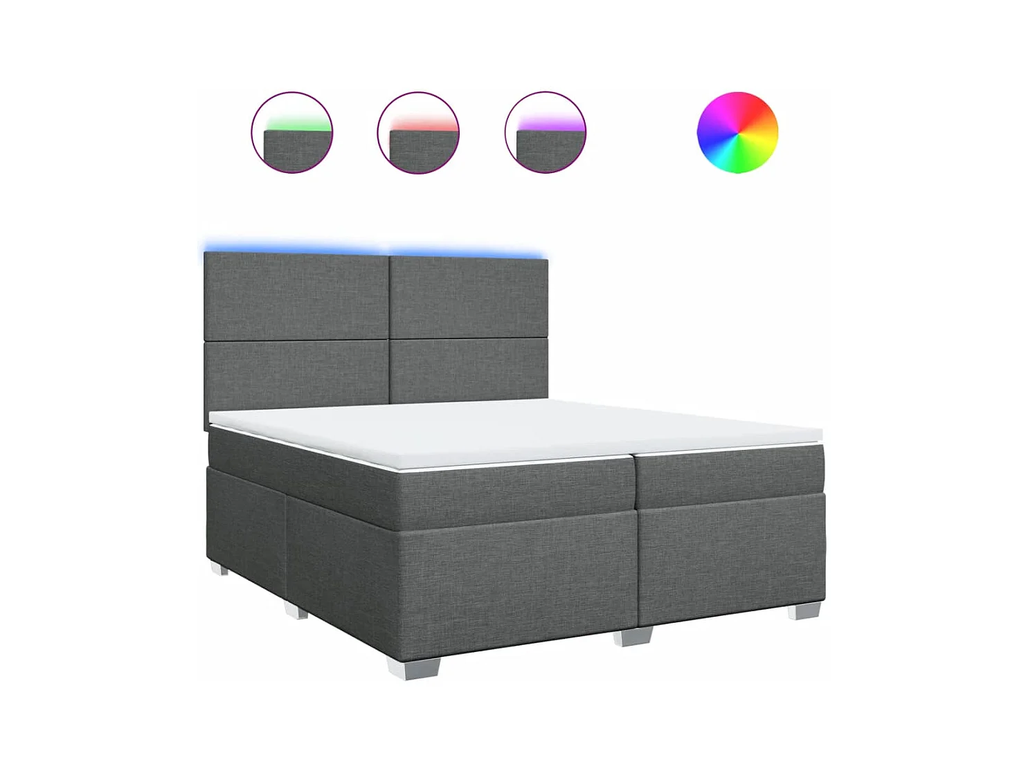 Sommier à lattes de lit avec matelas Gris foncé 200x200cm Tissu