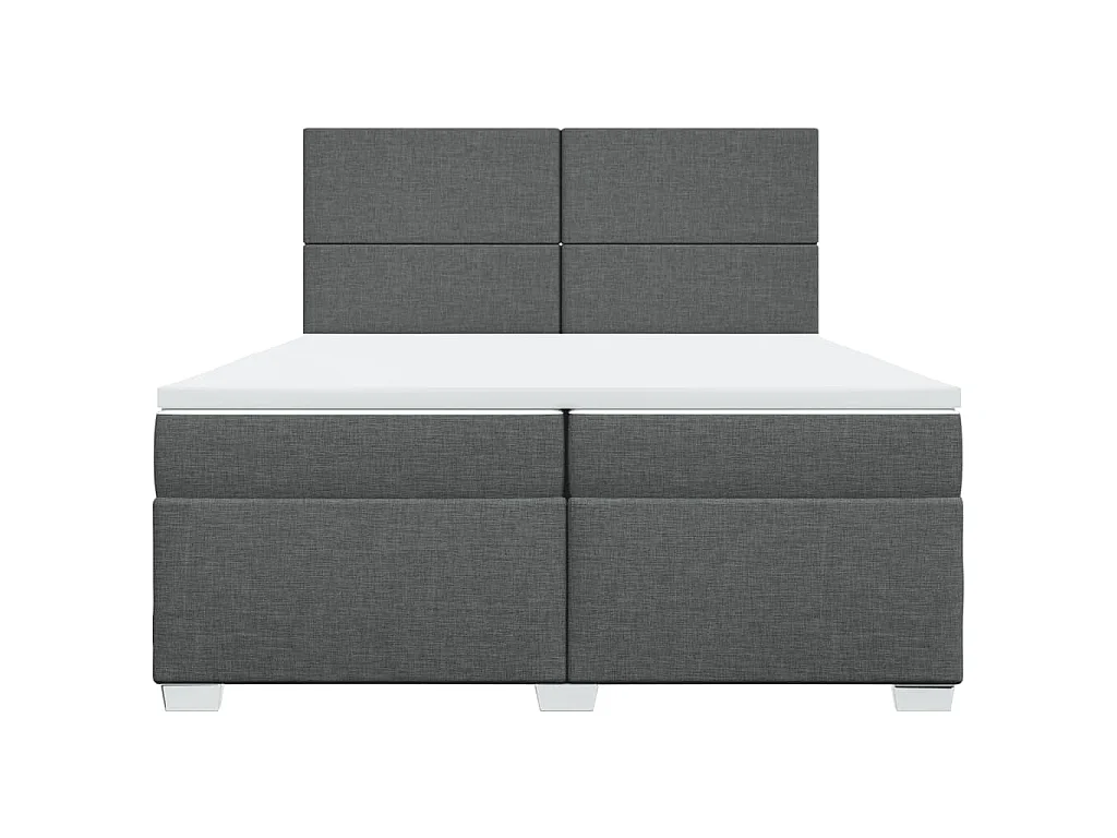 Sommier à lattes de lit avec matelas Gris foncé 200x200cm Tissu
