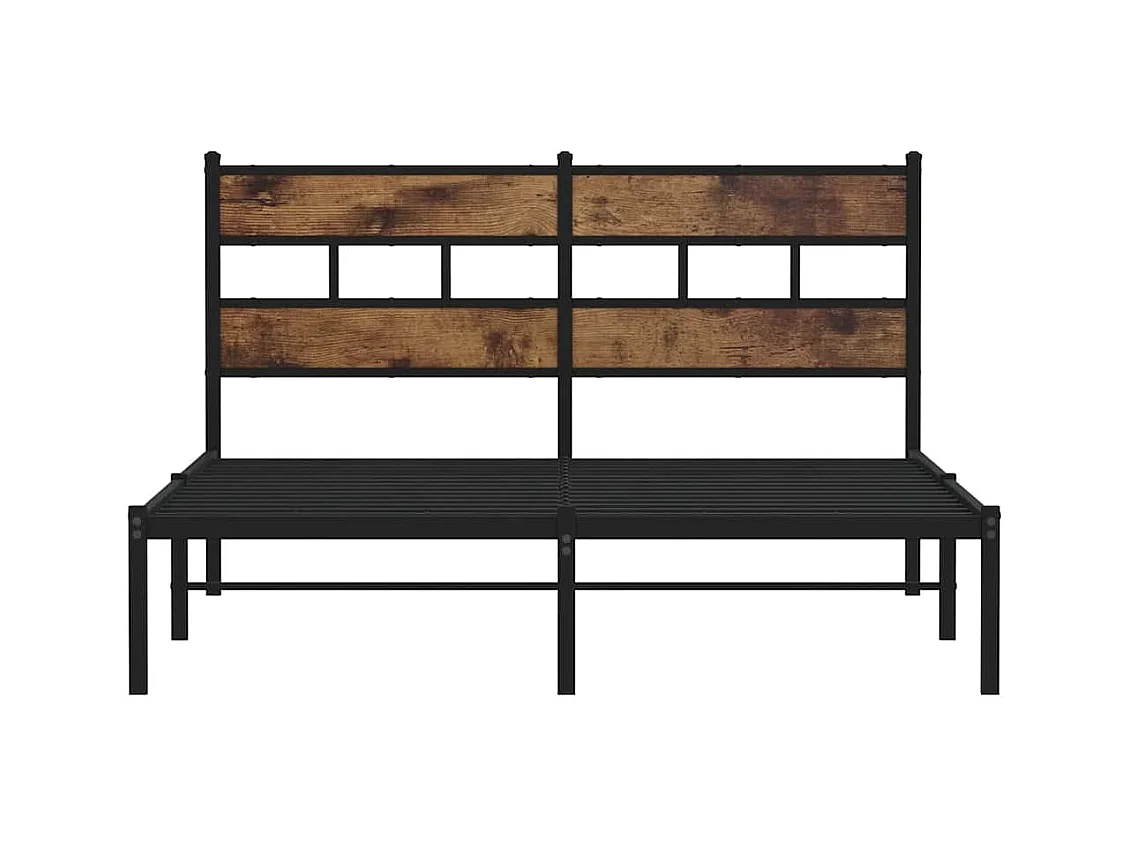 Cadre de lit en métal sans matelas chêne fumé 150x200 cm
