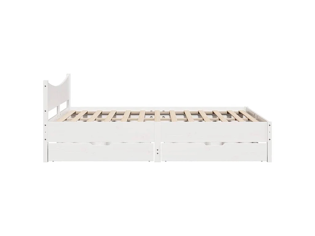 Estrutura de cama c/ gavetas 150x200 cm pinho maciço branco