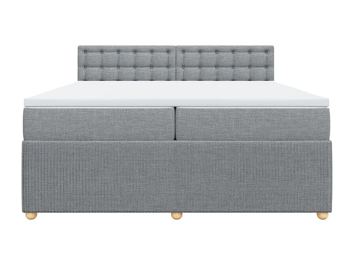 Sommier à lattes de lit avec matelas Gris clair 200x200cm Tissu