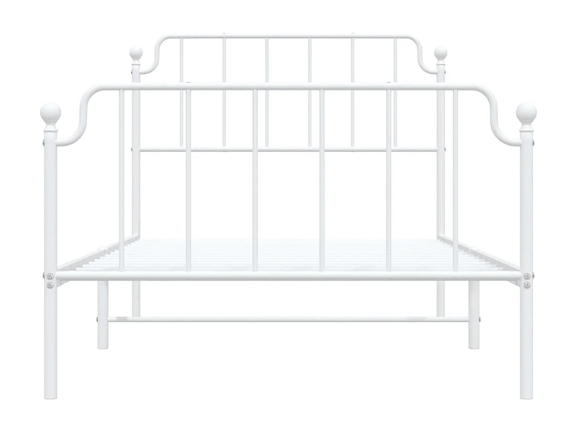 Cadre de lit métal sans matelas et pied de lit blanc 107x203 cm