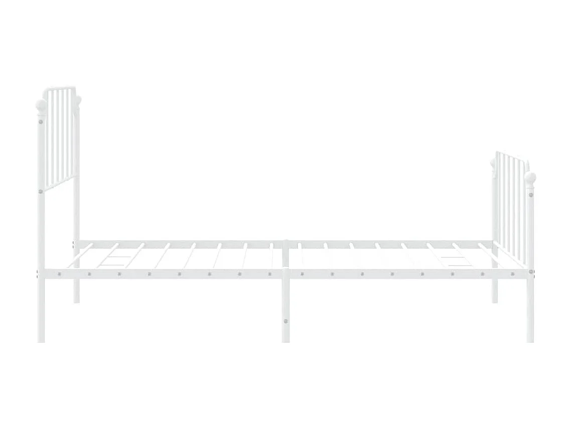 Cadre de lit métal sans matelas et pied de lit blanc 107x203 cm