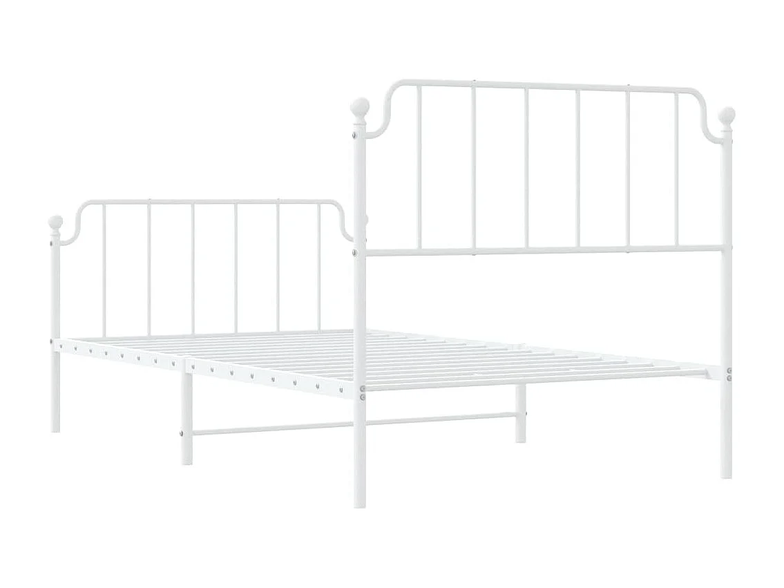 Cadre de lit métal sans matelas et pied de lit blanc 107x203 cm