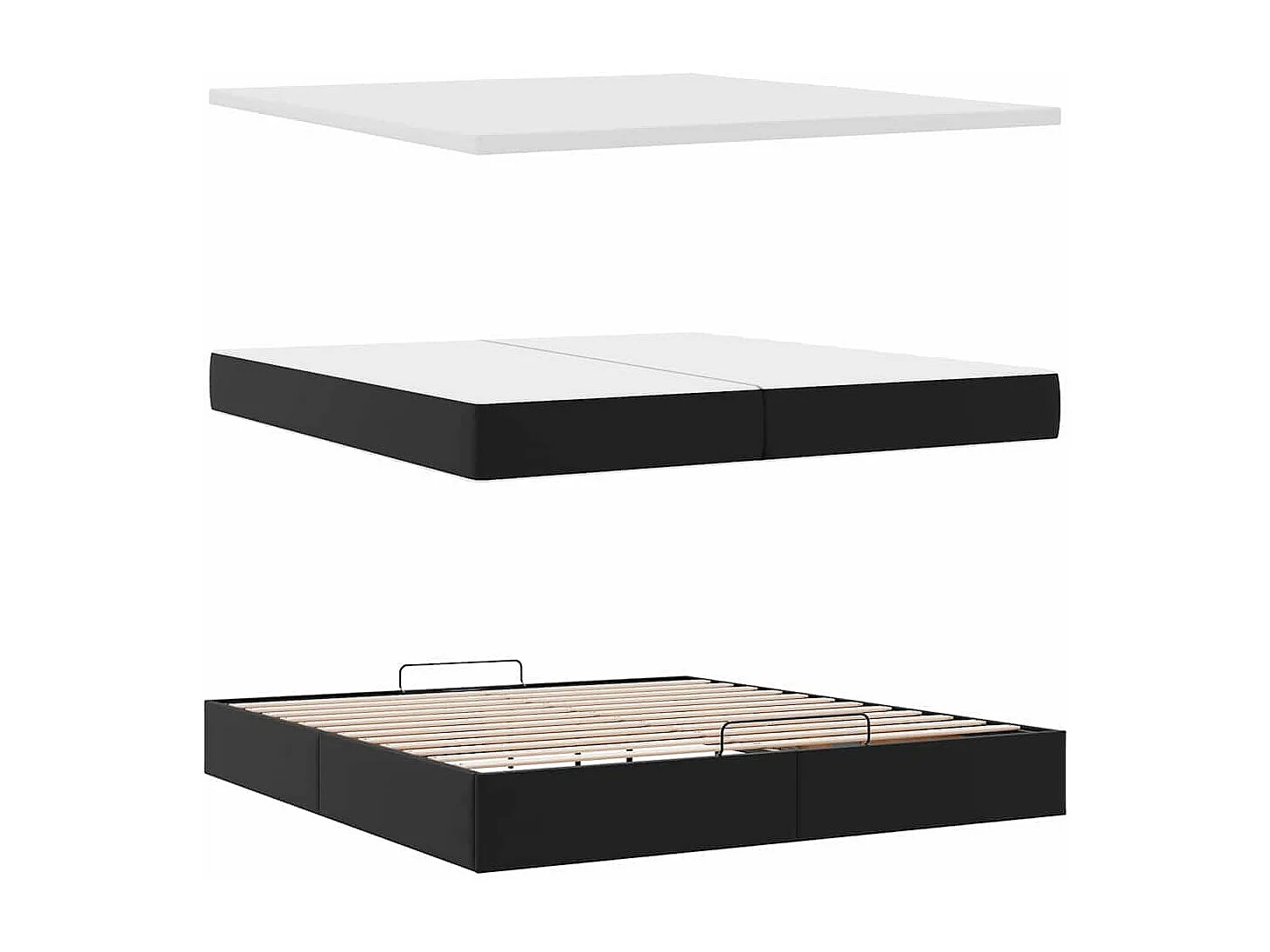 Ottoman bed met matrassen en LED's 200x200cm kunstleer zwart