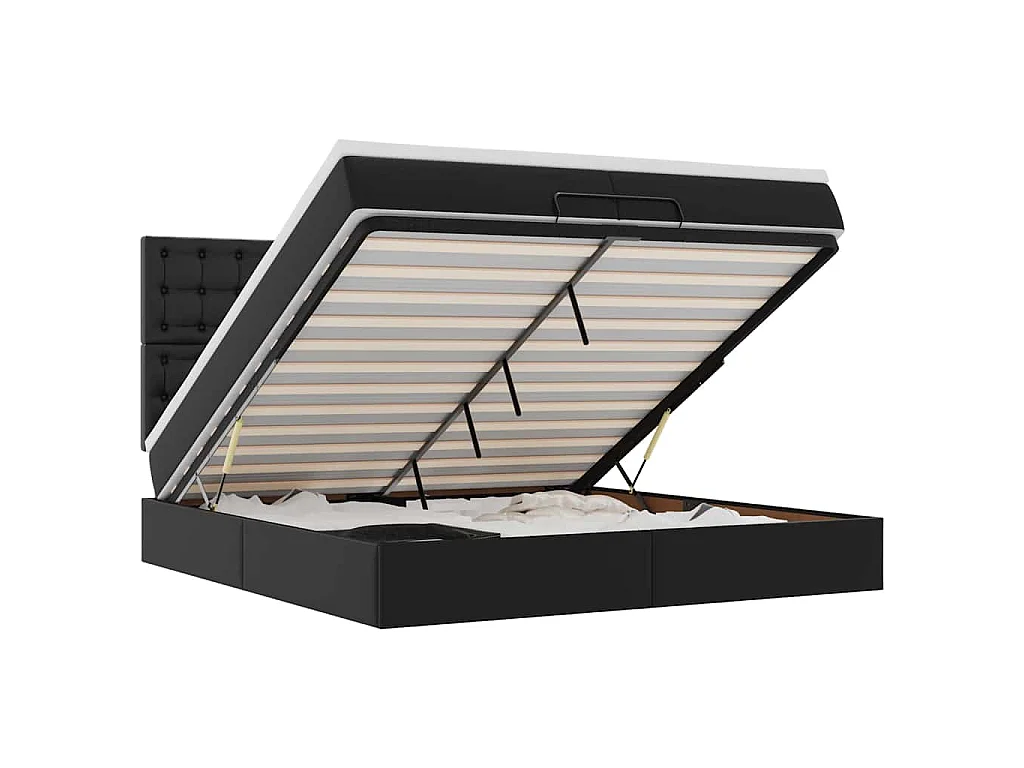 Ottoman bed met matrassen en LED's 200x200cm kunstleer zwart