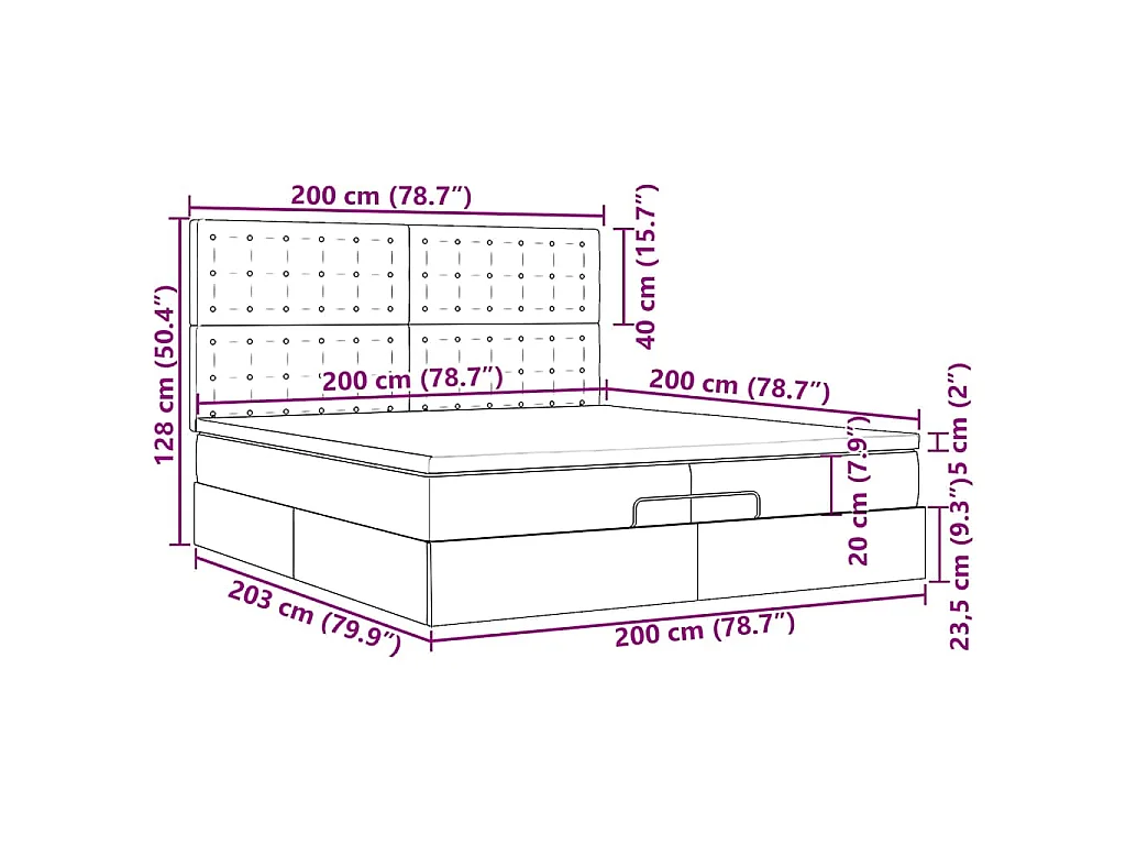 Ottoman bed met matrassen en LED's 200x200cm kunstleer zwart
